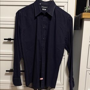 Dolce & Gabbana Dark Blue Patterned Dress Shirt